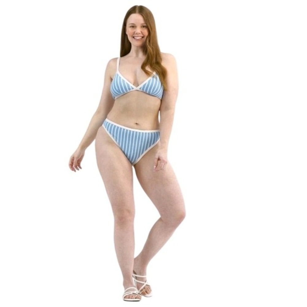 Time and Tru Plus Size Bikini Set Blue White NWT Top 3X 22W 24W Bottom 1X 16W 18